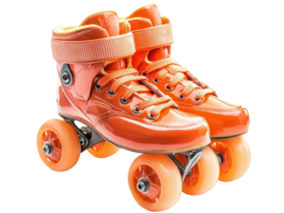 Shiny Orange Retro Quad Roller Skates Isolated