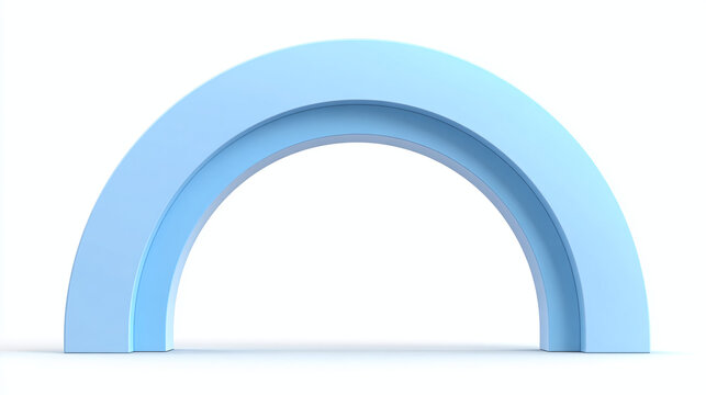 A minimalist 3D rendering of a light blue arch, exuding a sense of modern simplicity and elegance.