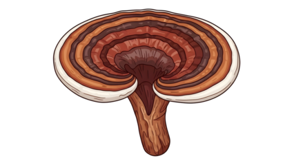 Traditional Chinese Medicine Reishi Mushroom (Ganoderma lucidum) Illustration