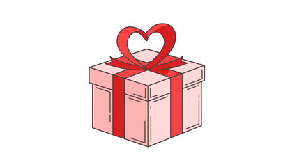 Pink Gift Box With Red Ribbon Tied Into Heart Shape For Special Occasion Celebration Present Surprise Love Romance Romantic Romanticism