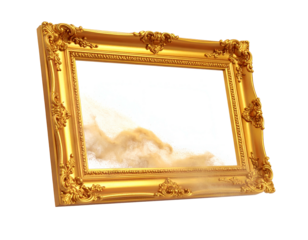 Ornate gold frame with a swirling cloud emerging from its center