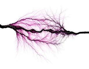 Pink branching fractal on black, resembling a lightning bolt or tree