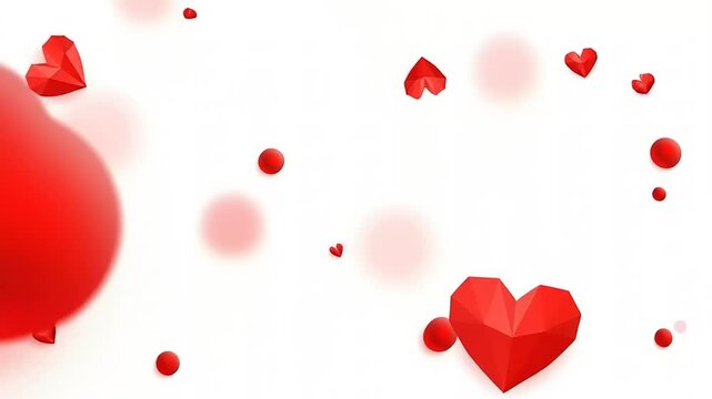Red Hearts and Spheres Floating Animation.