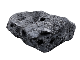 Dark porous volcanic rock isolated