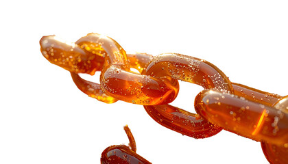 Close-up of a shimmering amber chain against a black background