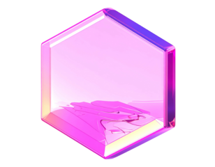 Hexagonal, transparent form with internal geometric structures, glowing