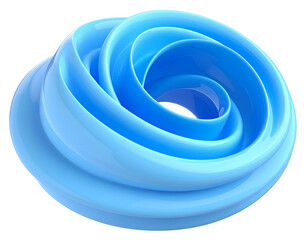 Abstract, glossy, light-blue, spiraling, 3D shape on a black background
