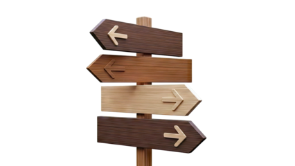 Wooden Direction Signpost with Arrows