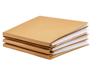Stack of brown paper notebooks isolated