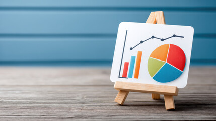 Colorful business chart on easel for e commerce analytics and growth insight