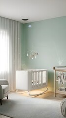 Serene baby nursery with crib and changing table