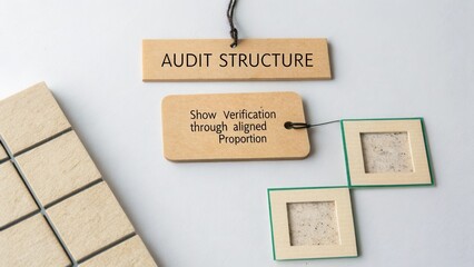 Audit Structure Concept Displaying Verification Through Aligned Proportion with Sample Material and Tags