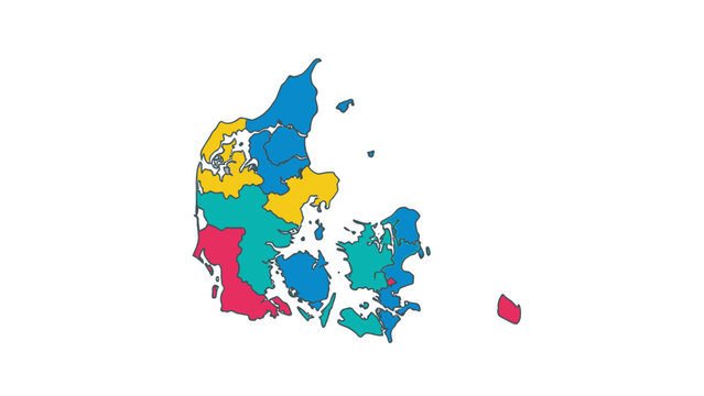 denmark regions map colored areas