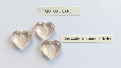 Heart-shaped crystals representing mutual care and compassion, symbolizing clarity in emotions and relationships