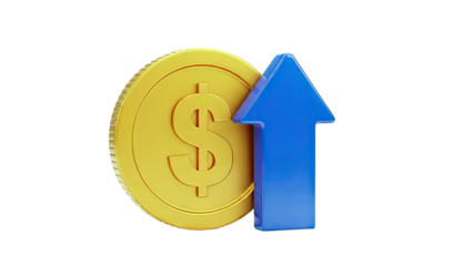 Gold Coin with Upward Arrow