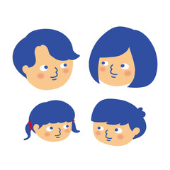 家族　アイコン　イラスト/父・母・娘・息子/Family icon illustration
