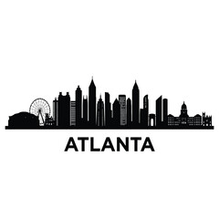 Fototapeta premium Atlanta skyline silhouette with iconic buildings and the ferris wheel shown