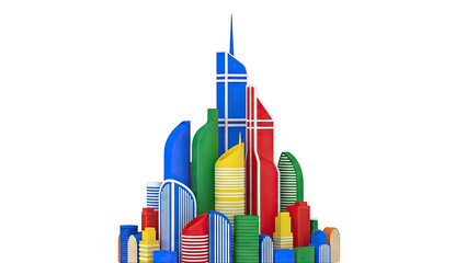 Abstract Colorful Skyscraper Cityscape