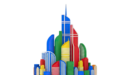 Abstract Colorful Skyscraper Cityscape