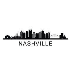 Obraz premium A striking black silhouette of the nashville skyline with city name