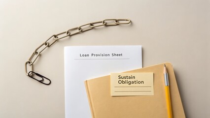 Loan Provision Sheet, Sustain Obligation Note, Paper Chain Link, Office Supplies on Minimal Background for Business Use