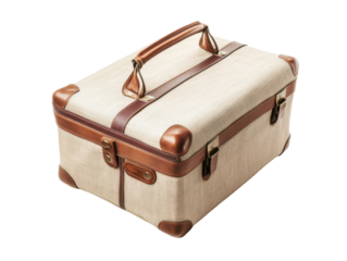 Vintage beige suitcase with leather details