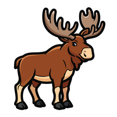 Obraz premium A cartoon moose with brown fur and large antlers