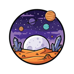 Fototapeta premium A cartoon planet landscape with crystals