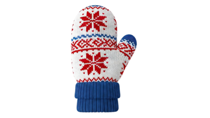 Knitted Mitten with Snowflake Pattern