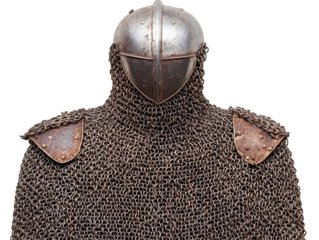 Medieval Chainmail Armor and Helmet Isolated