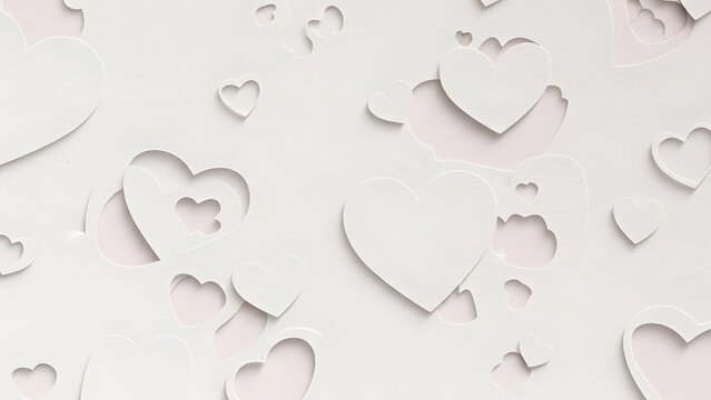 White paper cutout hearts on light background for Valentine's Day
