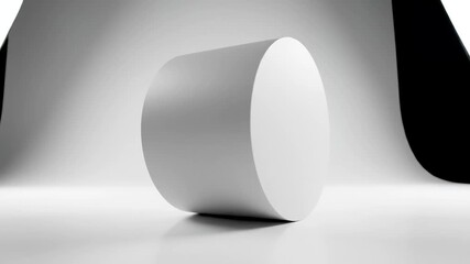 Minimalist studio setup with cylindrical object
