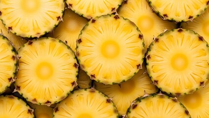Vibrant Fresh Pineapple Slices Close-Up Background