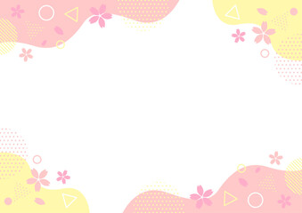 春と桜の幾何学模様フレーム 背景素材 A4サイズ A3サイズ 白銀比 透過