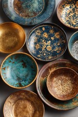 Close Up of Vintage Ceramic Plates Showing Craftsmanship and Texture
