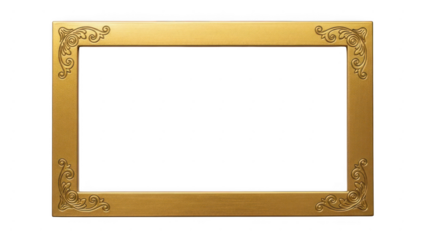 Elegant golden border frame isolated on transparent background
