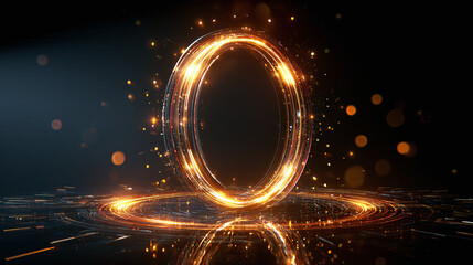 Illuminating Golden Rings with Sparkling Effects. The rings have a golden glow, while tiny particles create an amazing display.