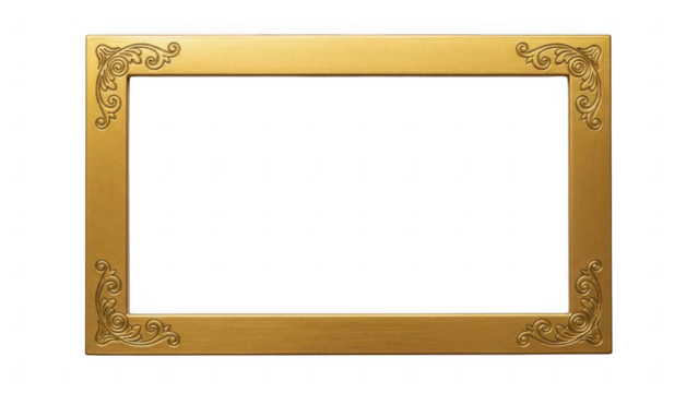 Elegant golden border frame isolated on transparent background - Powered by Adobe