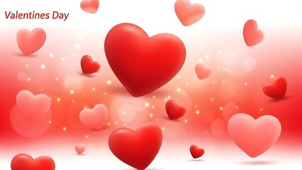 Valentine's Day background with multiple red hearts and soft glowing lights