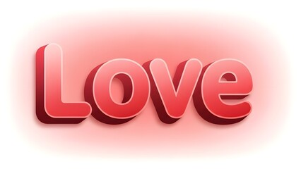Red 3D text 'Love' on a pink gradient background