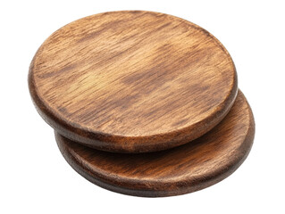 Stacked round wooden coasters isolated