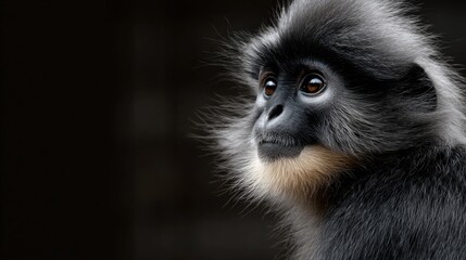 Fototapeta premium Close-Up of a Monkey with Expressive Eyes in Natural Habitat