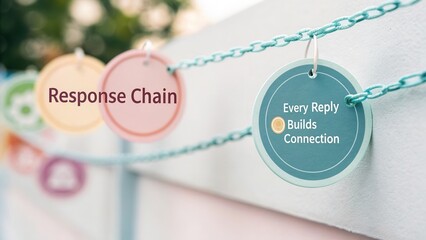 Colorful Response Chain Symbols Representing Connection and Communication in Modern Networking Context