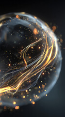 glass sphere on black background