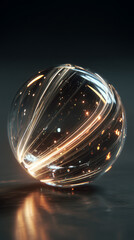 glass sphere on black background