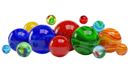 Collection of colorful glass marbles
