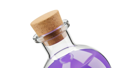 Glass Potion Bottle with Cork and Purple Liquid