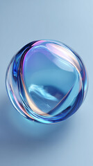 glass sphere on blue background