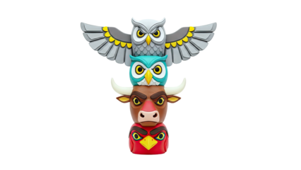 Stylized Totem Pole with Animals