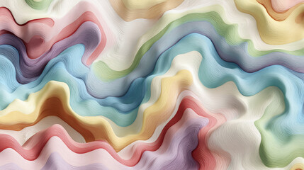 Abstract pastel color wavy patterns forming a serene, flowing design, a visual symphony of shades
